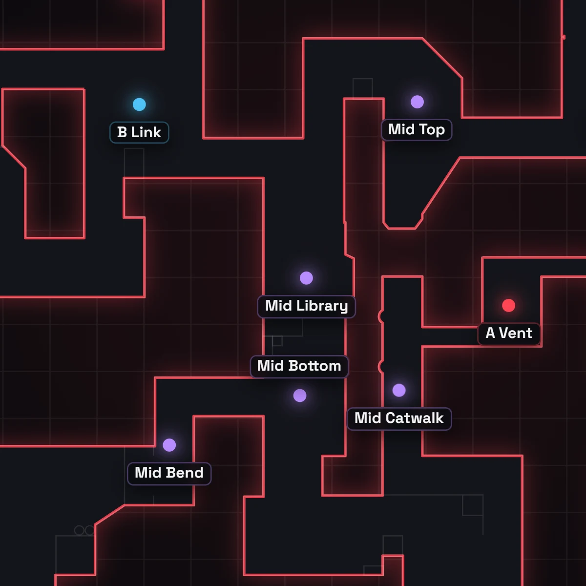 Abyss Mid Callouts in VALORANT, auf der Karte beschriftet