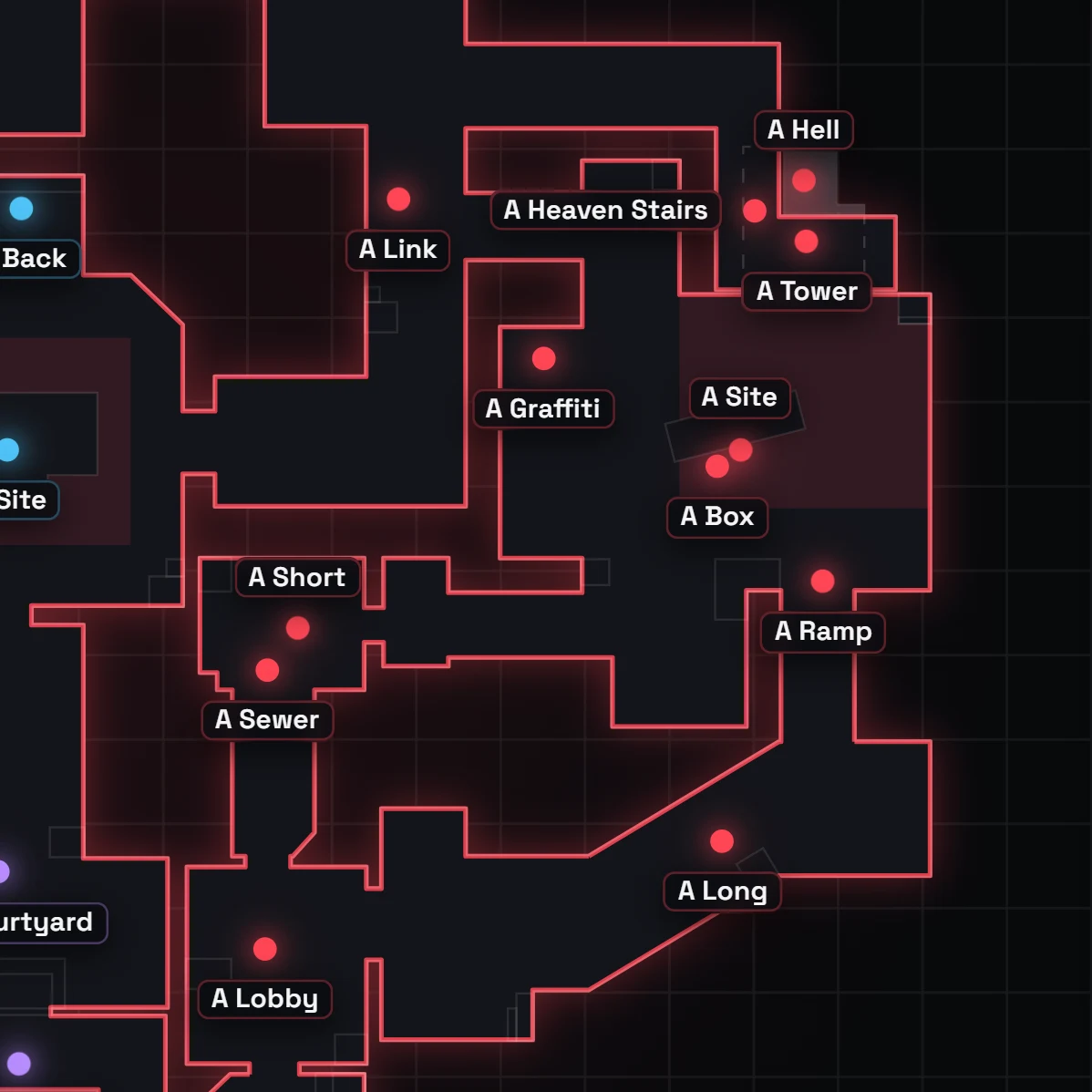 Haven A Site Callouts in VALORANT, auf der Karte beschriftet